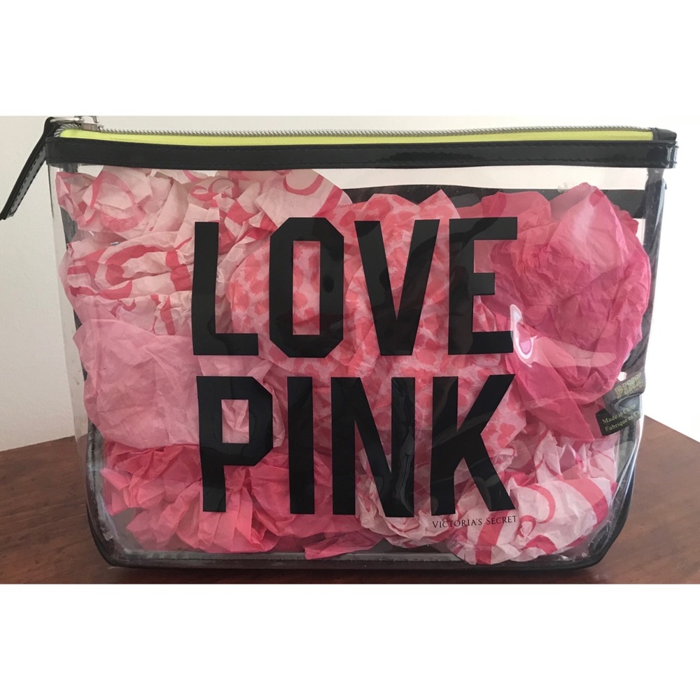 🆕PINK Victoria’s Secret Striped Beach Bikini Bag